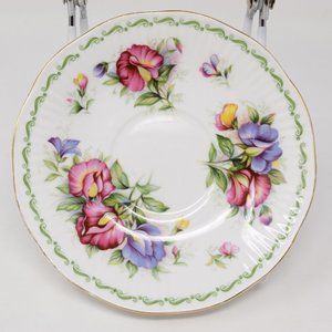 Rosina Queens Saucer Bone China Special Flowers Sweet Pea April England Floral